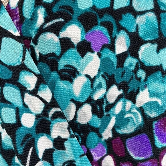 Laundry by Shelli Segal Midi Dress V Neck Polka Dots Blue Purple Size 10 - Picture 9 of 16